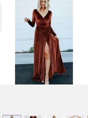 Velvet Wrap Maxi Dress in Cinnamon